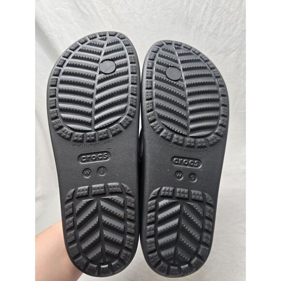 Crocs Shoes Womens Size 9 Sloane Black Silver Comfort Flip Flops Thong Sandals - Picture 5 of 7